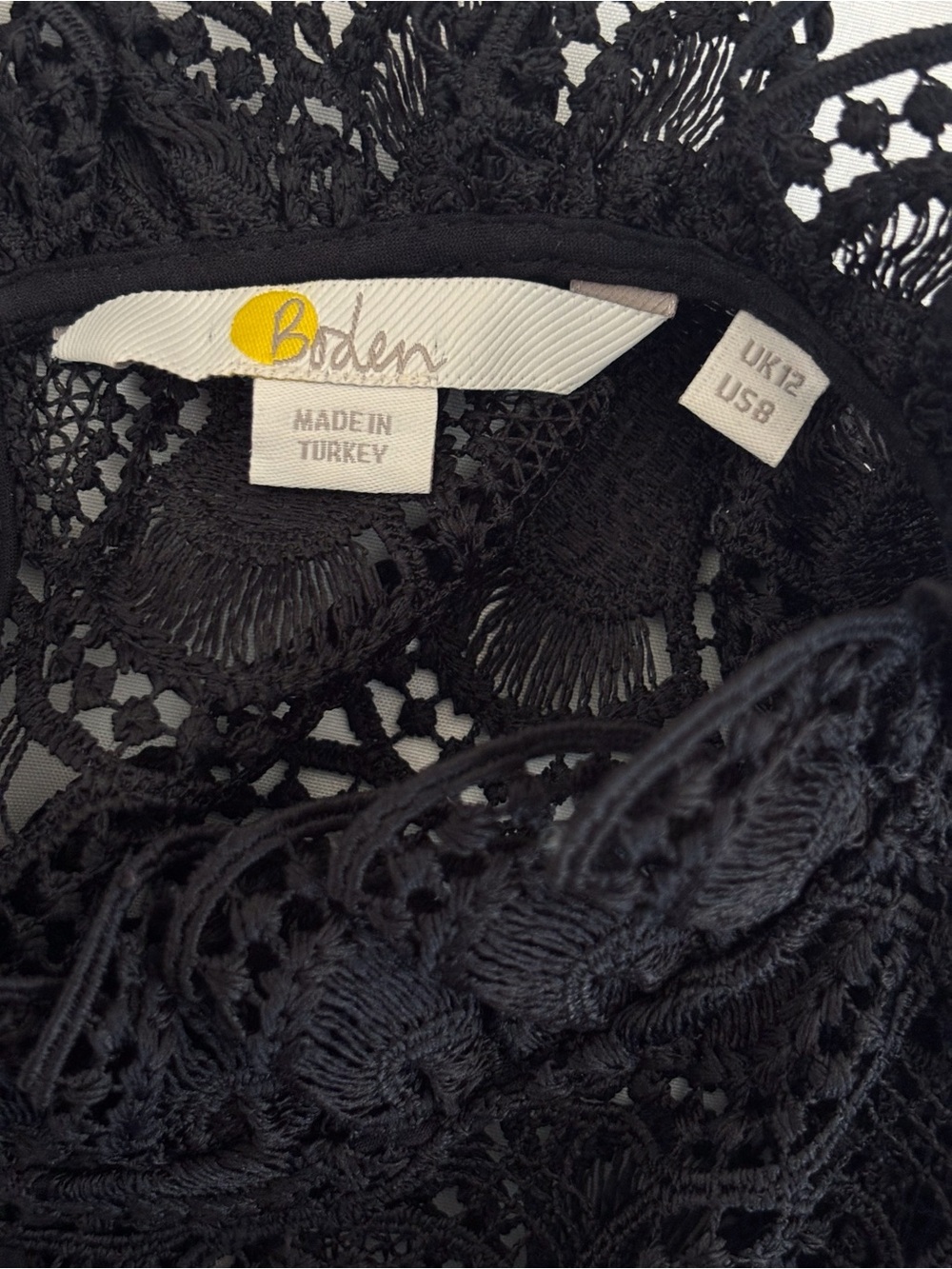 Boden Black Lace High Neck Blouse Sz 8 - Picture 8 of 8